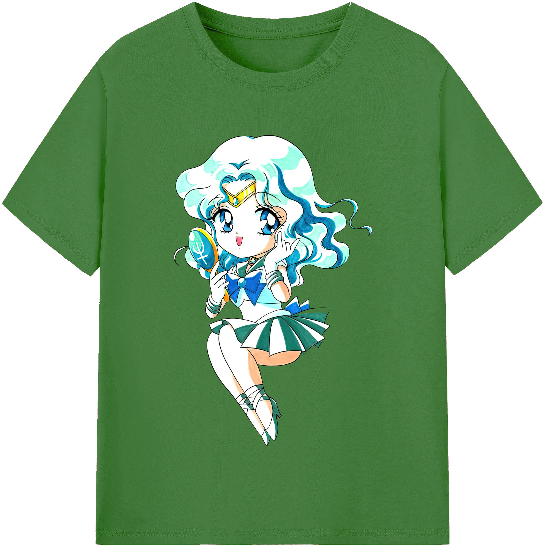（画像用） 美少女戦士セーラームーン 海王 みちる（かいおう みちる） Sailor Moon Kaiou Michiru レディースカジュアルプリントTシャツ（綿100％）